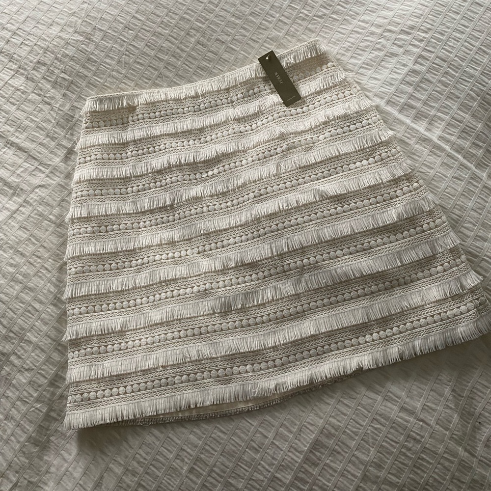 NWT J Crew Ivory Fringe Skirt Sz 2